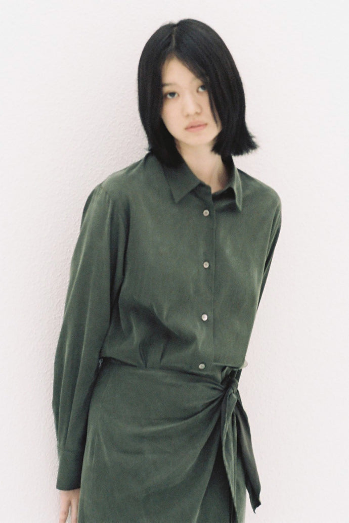 Wrap Shirt Dress D.Olive