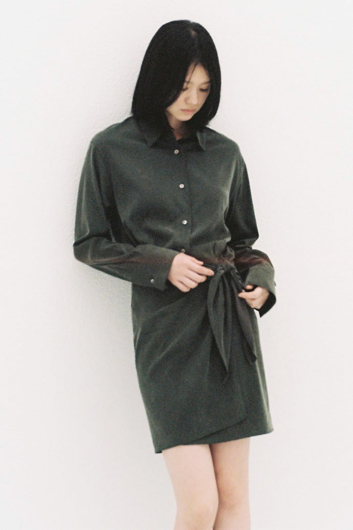 Wrap Shirt Dress D.Olive