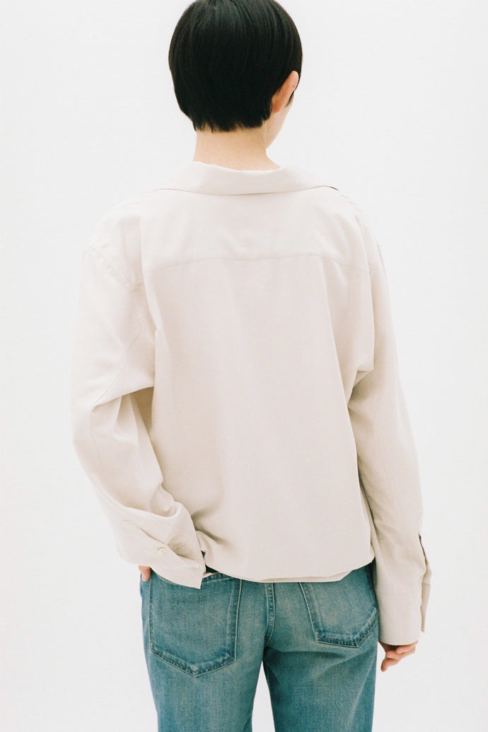 Lace-Up Viscose Shirt Ivory