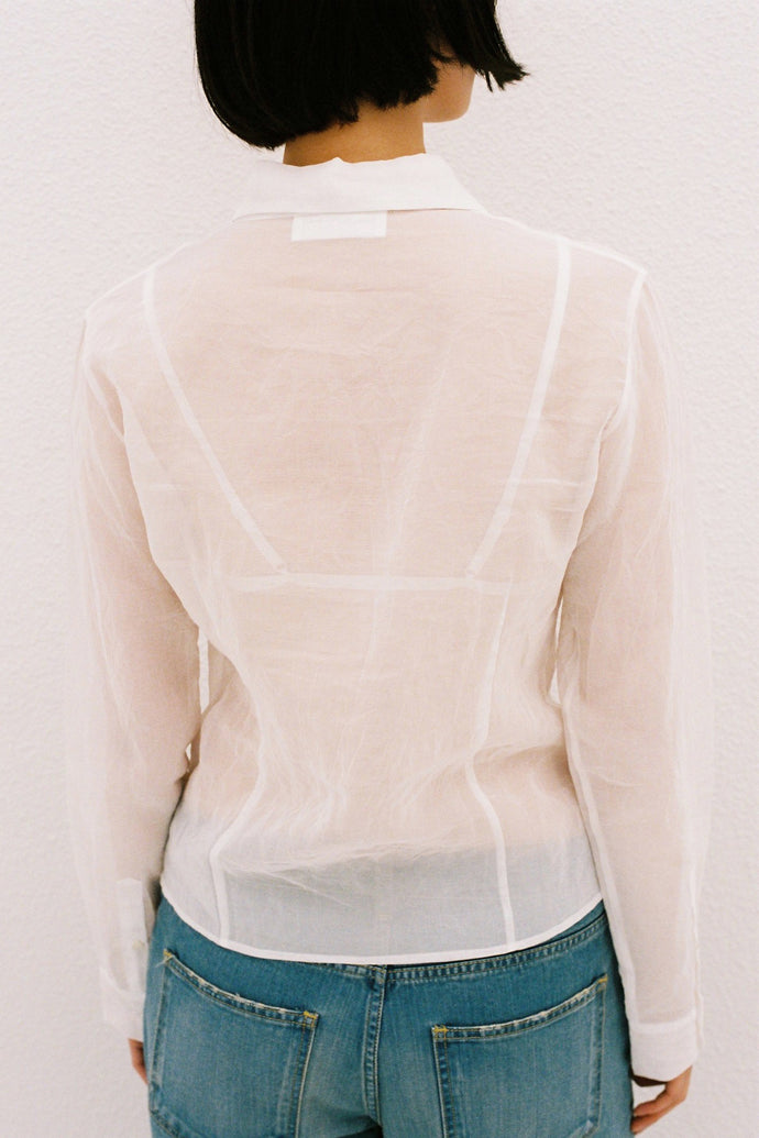 Cotton Lawn Sheer Shirt White