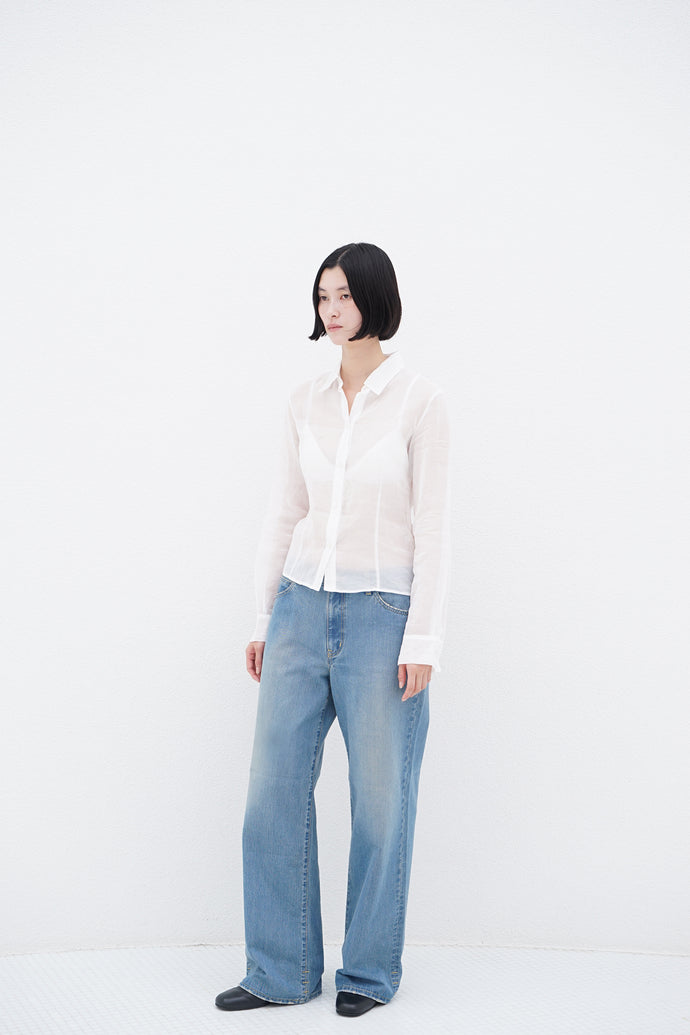 Cotton Lawn Sheer Shirt White