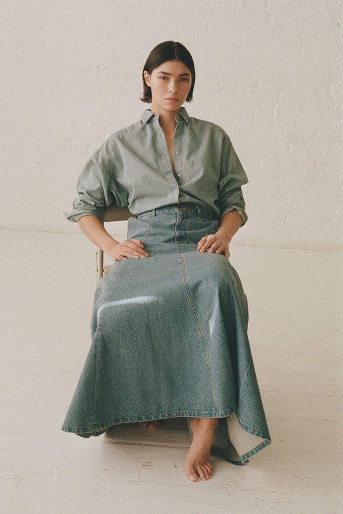 The Topaz Denim Skirt Solid 3year