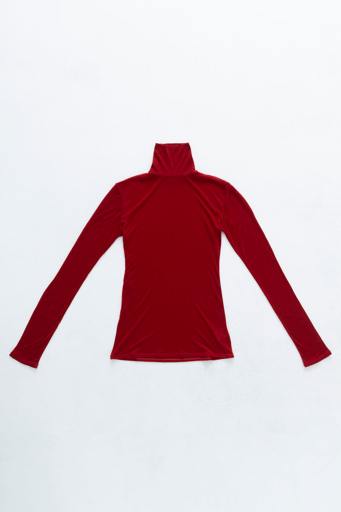Turtleneck Top Cashmere-Blended Red