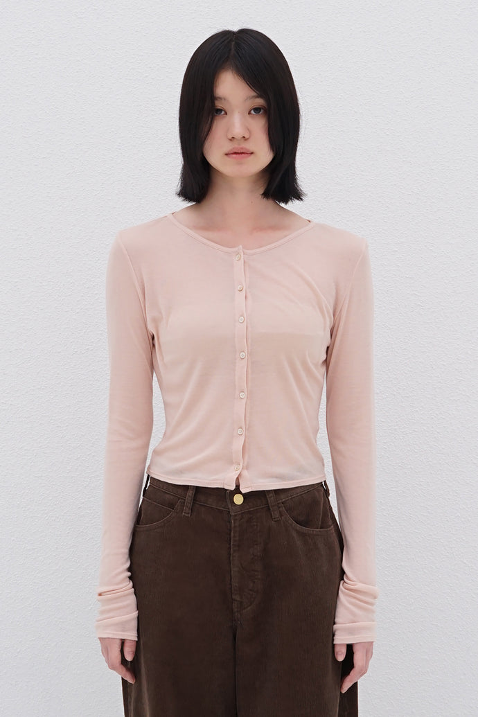 Cropped Cardigan Cashmere-Blended Pink