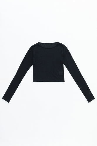 Crew Neck Cropped Top Black