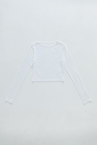 Crew Neck Cropped Top White