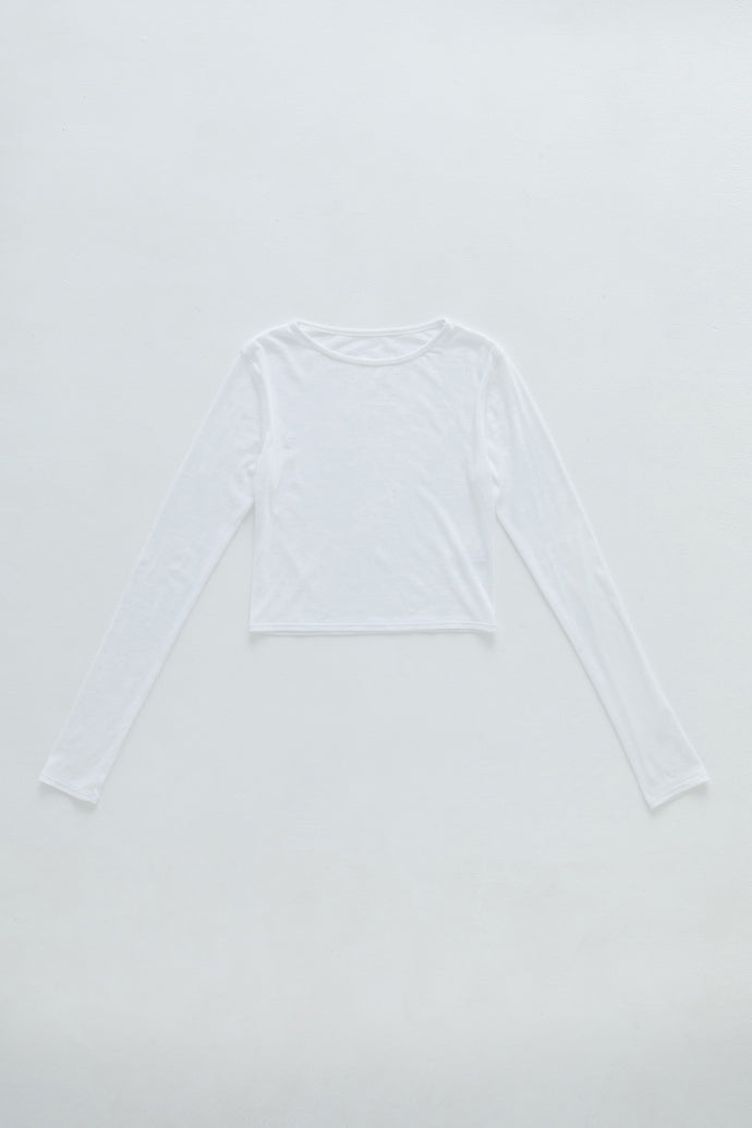 Crew Neck Cropped Top White