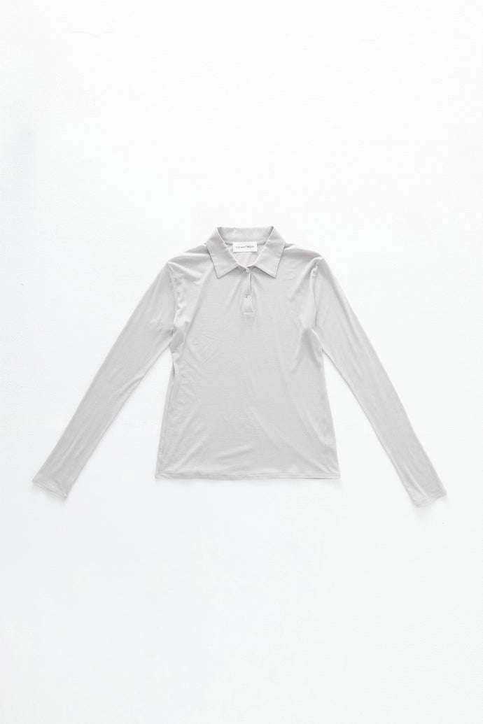 Long-Sleeve Polo Shirt Greige