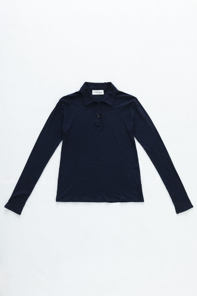 Long-Sleeve Polo Shirt Navy